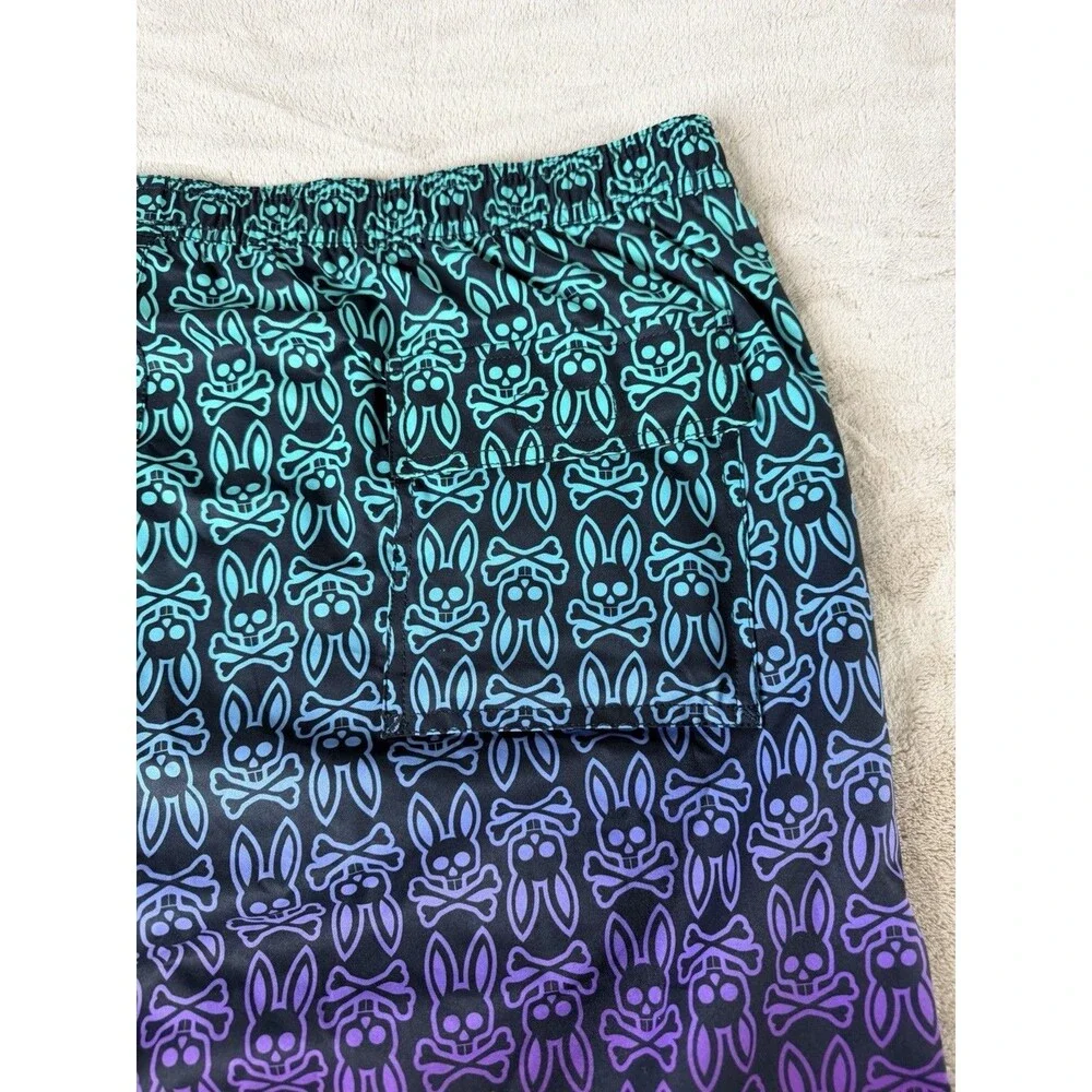 Psycho Bunny Swim Trunks Men’s XXXL Multicolor Bunny Print Longer Length NWT